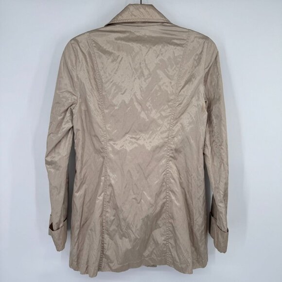 Cache Womens Beige Metallic Jacket coat size Small Nylon crinkle pockets - Picture 7 of 11
